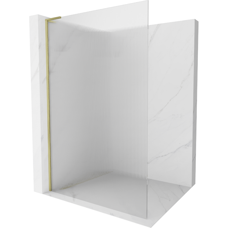 Mexen Kioto L Suihkuseinä Walk-in 110 x 200 cm, raidallinen, kultainen harjattu - 800-110-103-55-09