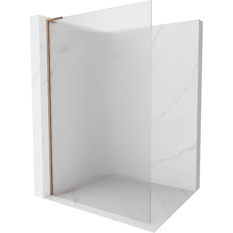 Mexen Kioto L ścianka prysznicowa Walk-in 110 x 200 cm, prążki, różowe złoto - 800-110-103-60-09