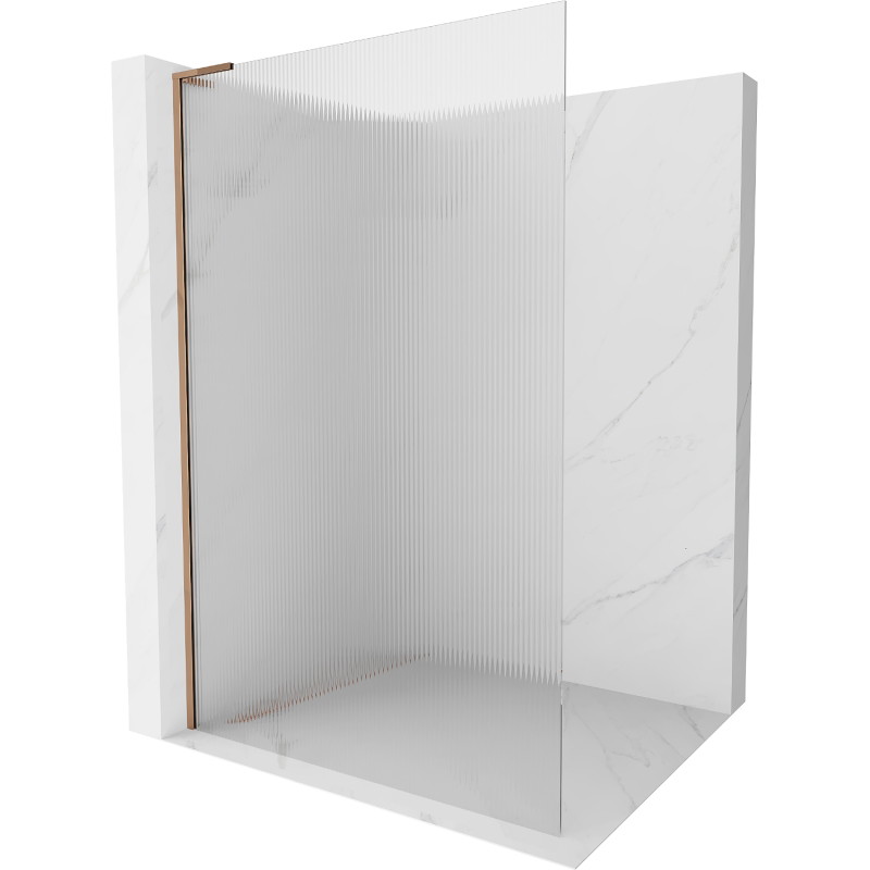 Mexen Kioto L tuš stijenka Walk-in 120 x 200 cm, pruge, ružičasto zlato - 800-120-103-60-09