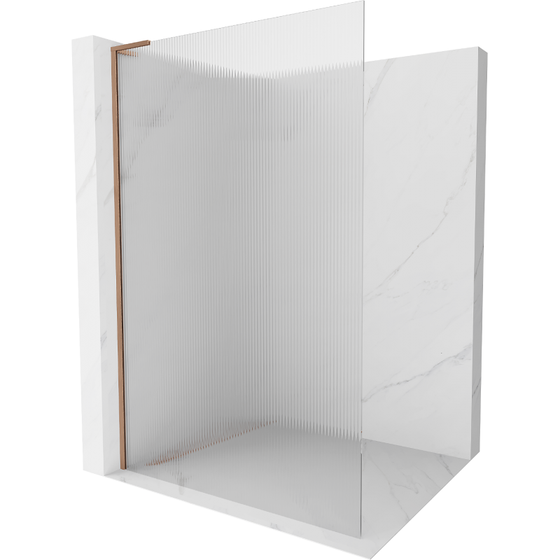 Mexen Kioto L Duschwand Walk-in 80 x 200 cm, matt, gebürstetes Messing - 800-080-103-65-09