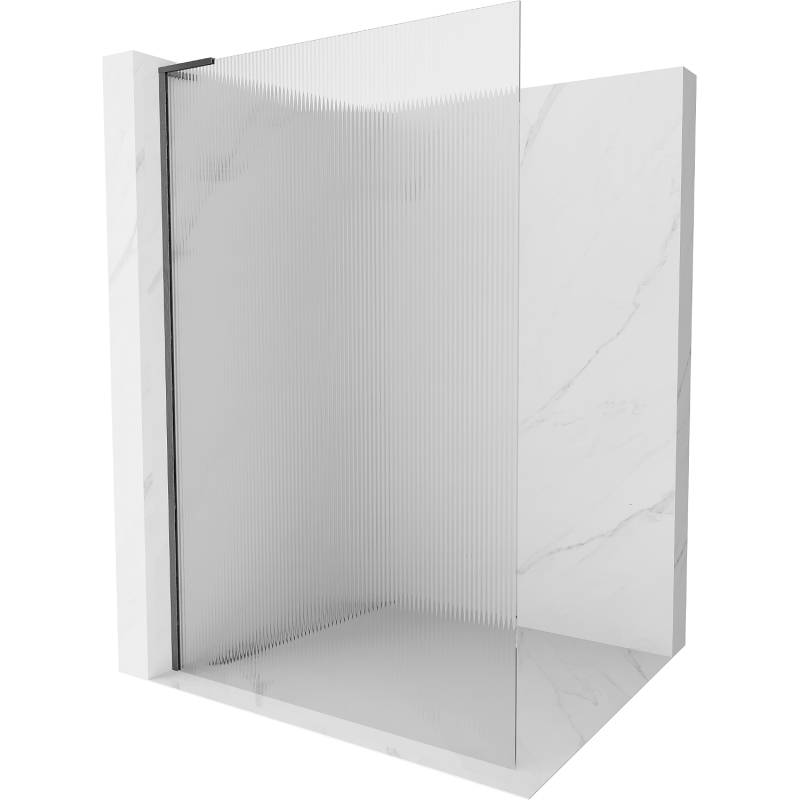 Mexen Kioto L Walk-in Shower Wall 80 x 200 cm, Stripes, Brushed Gun Gray - 800-080-103-66-09