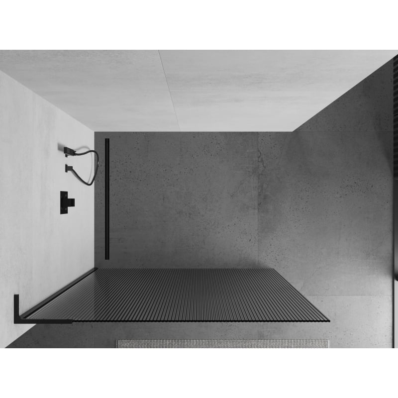 Mexen Kioto L ścianka prysznicowa Walk-in 90 x 200 cm, prążki, czarna - 800-090-103-70-09