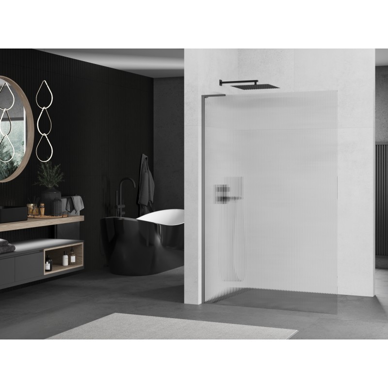 Mexen Kioto L πλευρική καμπίνα ντους Walk-in 70 x 200 cm, ριγέ, gun metal - 800-070-103-95-09