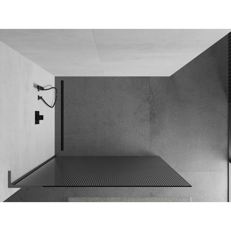 Mexen Kioto L mampara de ducha Walk-in 90 x 200 cm, rayas, metal gun - 800-090-103-95-09