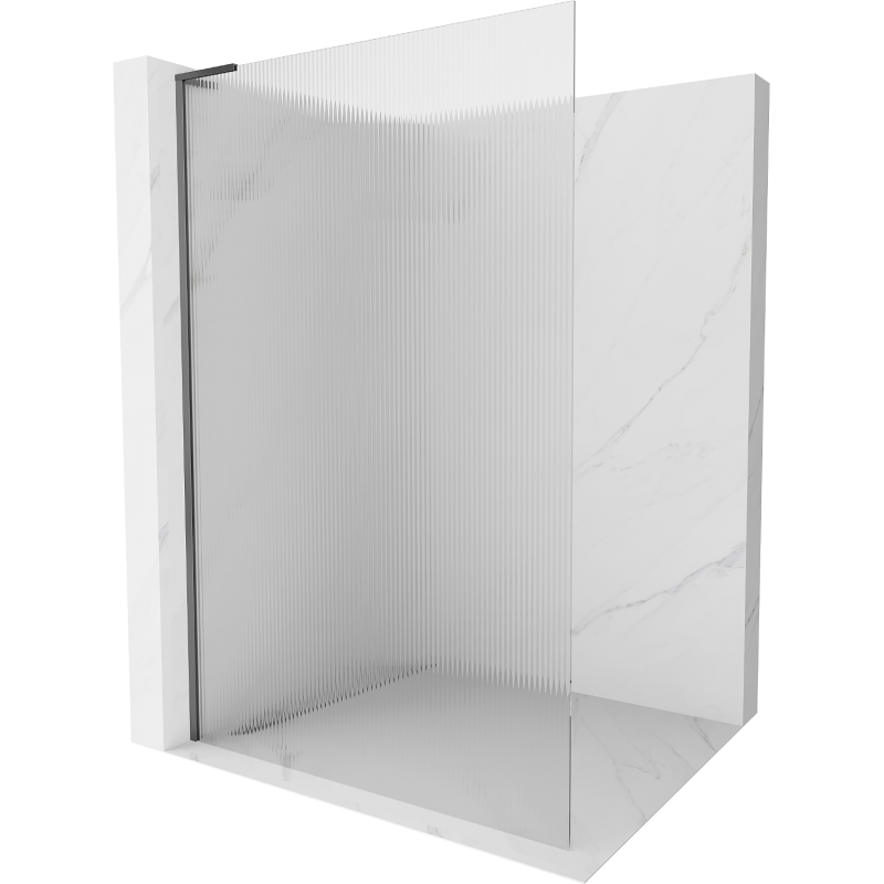 Mexen Kioto L Walk-in Shower Wall 120 x 200 cm, stripes, gun metal - 800-120-103-95-09