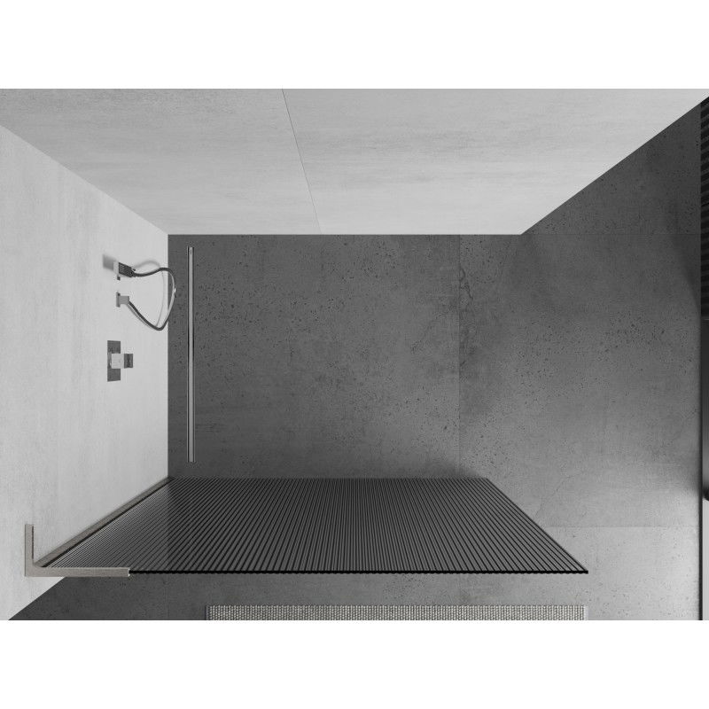 Mexen Kioto L douchewand Walk-in 80 x 200 cm, strepen, geborsteld nikkel - 800-080-103-97-09