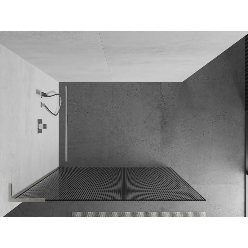 Mexen Kioto L Duschvägg Walk-in 110 x 200 cm, ränder, borstad nickel - 800-110-103-97-09