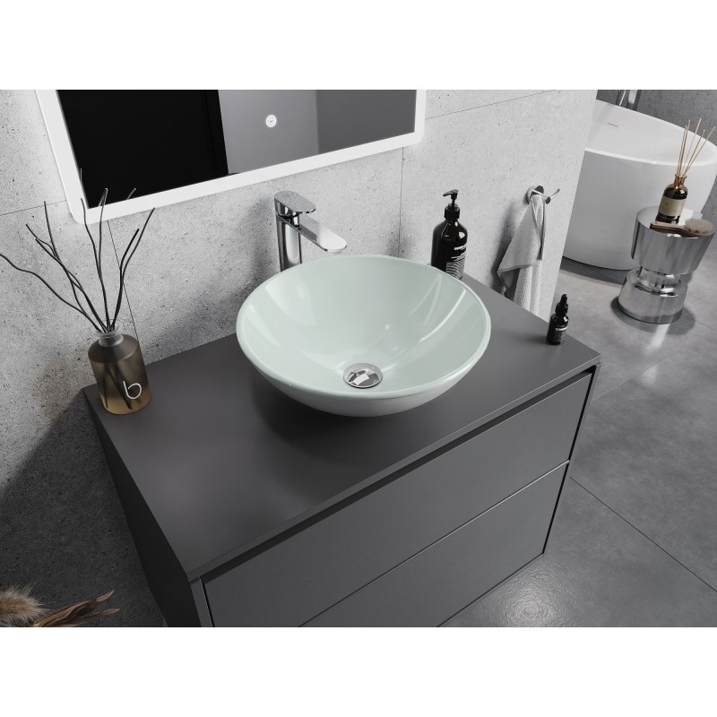 Mexen Mira glazen opbouw wasbak 42 x 42 cm, wit - 24124230