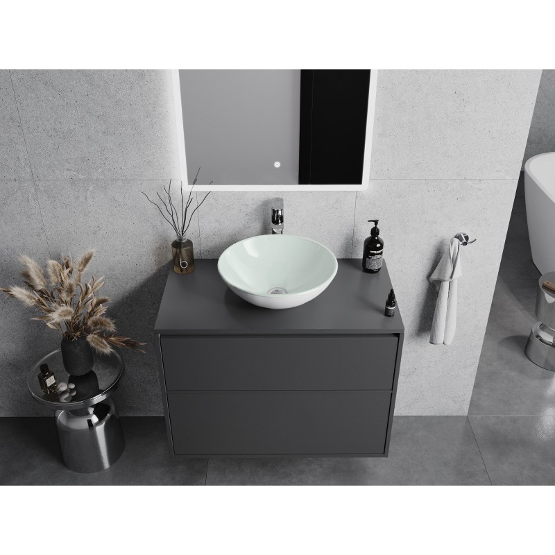 Mexen Mira lavabo de sobremesa de vidrio 42 x 42 cm, blanco - 24124230
