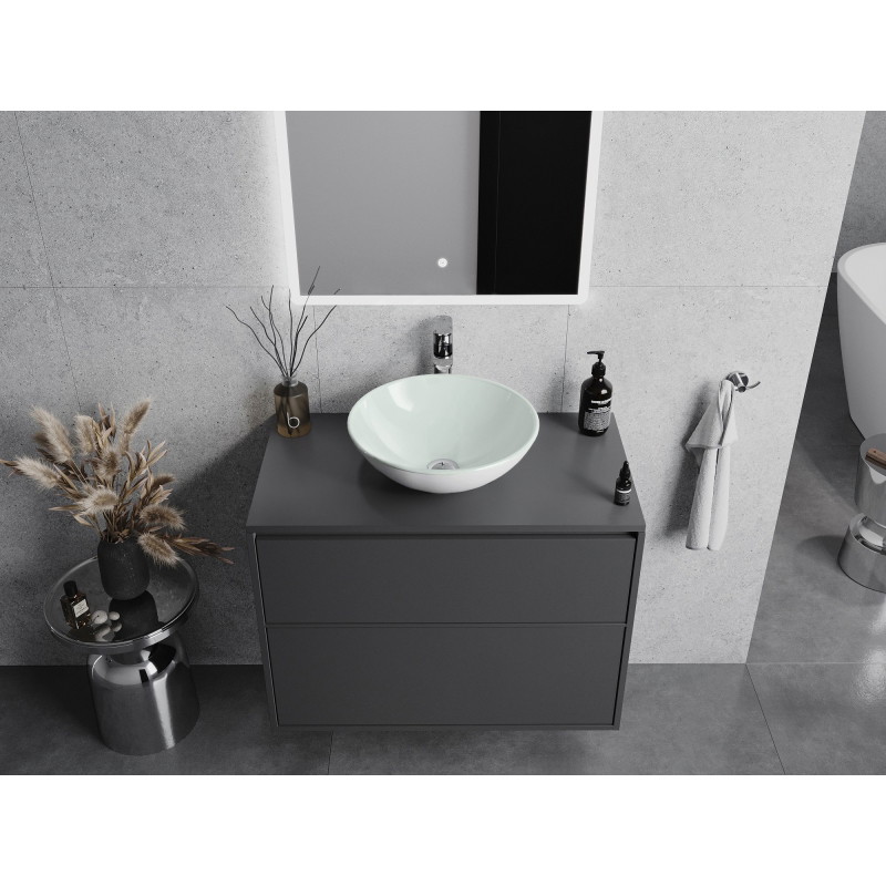 Mexen Mira lavabo de vidrio sobre encimera 42 x 42 cm, blanco - 24124230