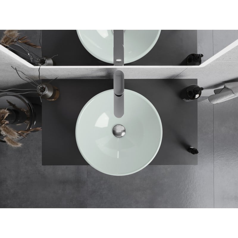 Mexen Mira glazen opbouw wastafel 42 x 42 cm, wit - 24124230