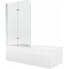 Mexen Cubik pravokutna kada 170 x 70 cm s oblogom i dvodjelnim paravanom 80 cm, prozirna, krom - 550317070X9008020100