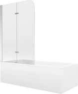 Mexen Cubik rechthoekig bad 170 x 70 cm met ombouw en 2-delige douchewand 80 cm, transparant, chroom - 550317070X9008020100