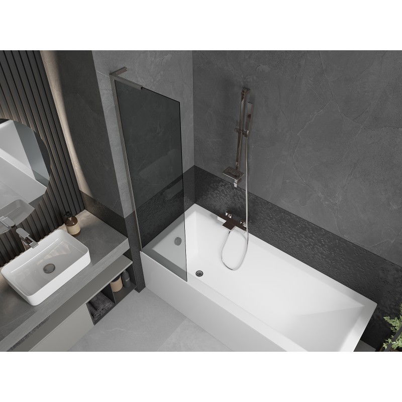 Mexen Next L paravento da vasca da bagno a 1 anta 50 x 150 cm, grafite, cromo - 895-050-000-03-40-01