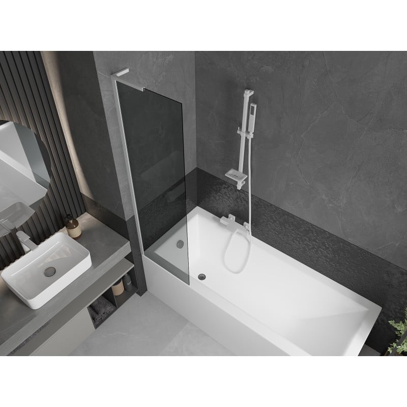 Mexen Next L paratia per vasca da bagno a 1 anta 50 x 150 cm, grafite, bianco - 895-050-000-03-40-20