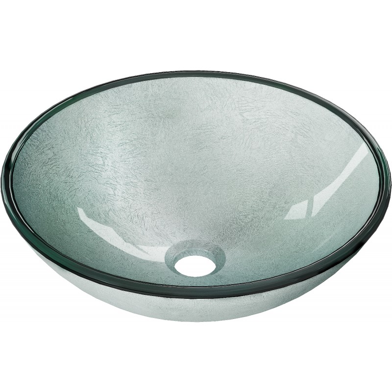 Mexen Mira glazen opbouw wastafel 42 x 42 cm, zilver - 24124211