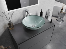 Mexen Mira glazen opbouw wastafel 42 x 42 cm, zilver - 24124211