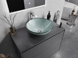 Mexen Mira lavabo de vidrio sobre encimera 42 x 42 cm, plateado - 24124211