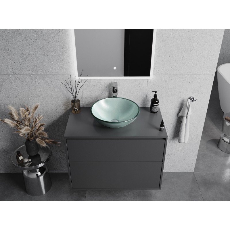 Mexen Mira Glas Aufsatzwaschbecken 42 x 42 cm, silber - 24124211