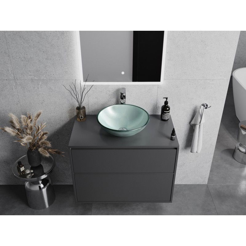 Mexen Mira lavabo de vidrio sobre encimera 42 x 42 cm, plateado - 24124211