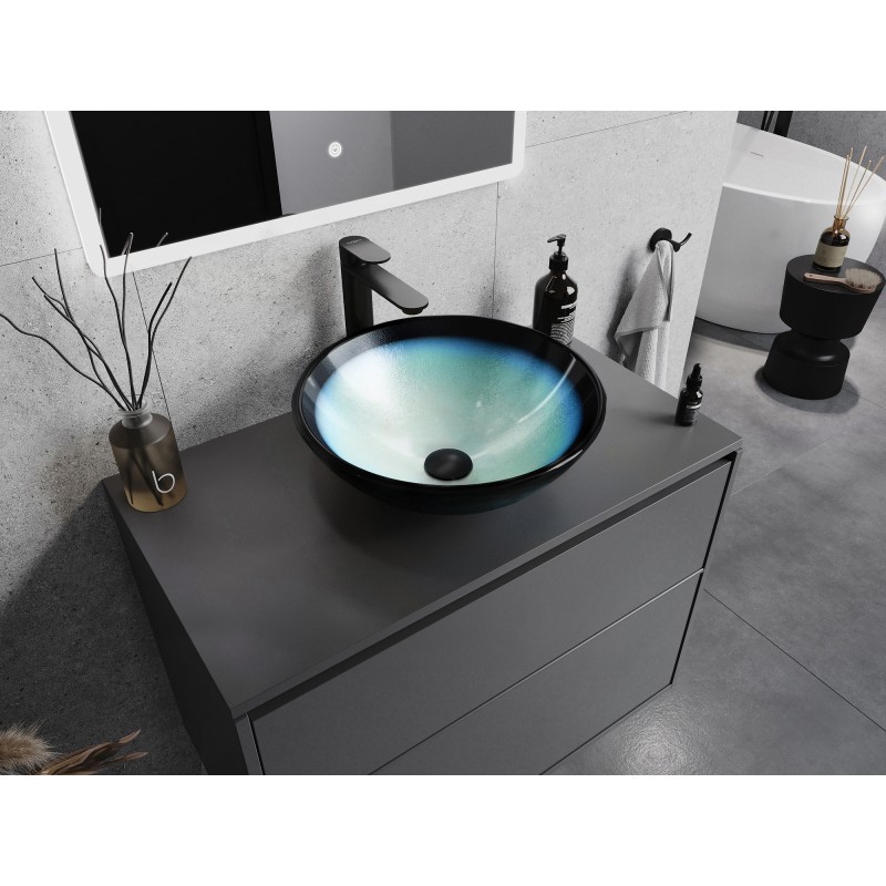 Mexen Mira glaswaschbecken zum Aufsetzen 42 x 42 cm, blau - 24124247