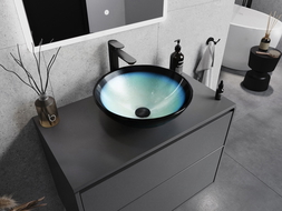Mexen Mira Glaswaschbecken zur Aufsatzmontage 42 x 42 cm, blau - 24124247