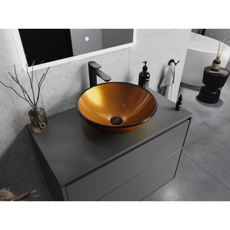 Mexen Mira Glas-Aufsatzwaschbecken 42 x 42 cm, golden - 24124250