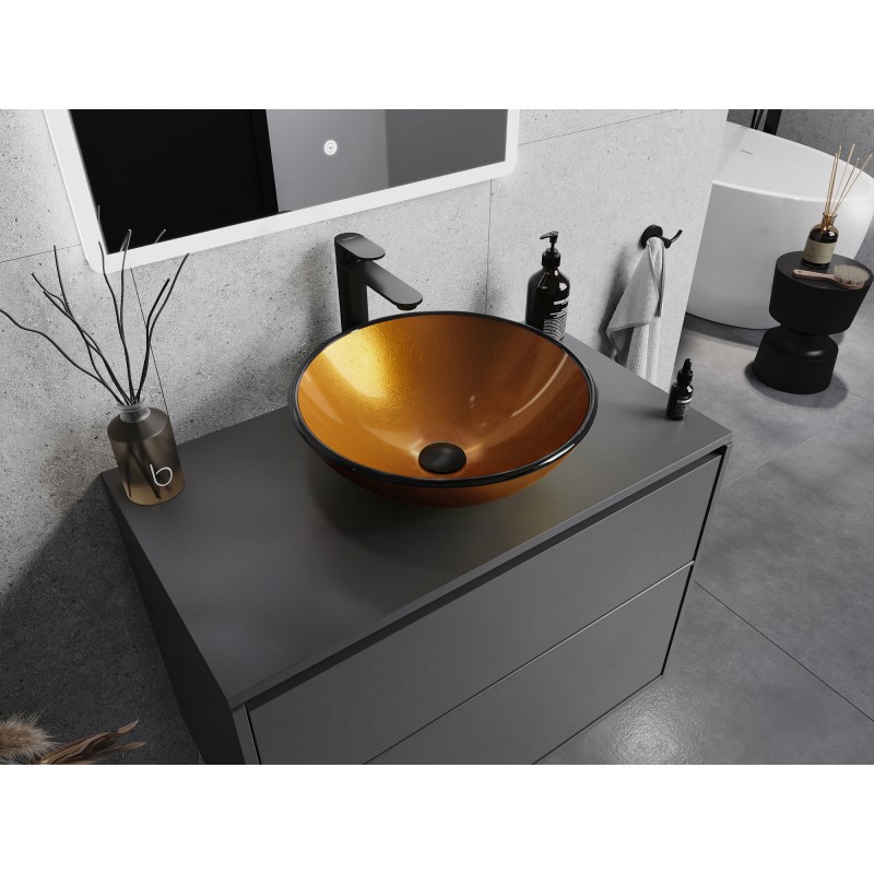 Mexen Mira Glaswaschbecken für die Arbeitsplatte 42 x 42 cm, gold - 24124250