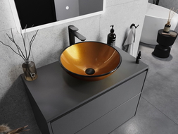 Mexen Mira lavabo sobre encimera de vidrio 42 x 42 cm, dorado - 24124250