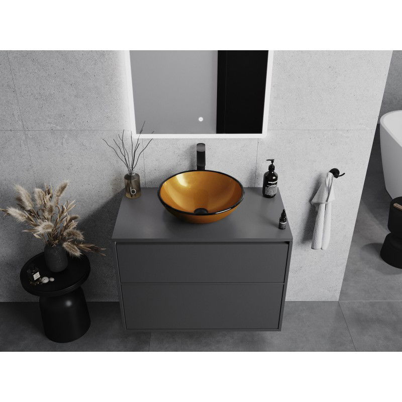 Mexen Mira lavabo sobre encimera de vidrio 42 x 42 cm, dorado - 24124250