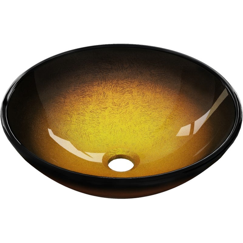 Mexen Mira glazen opbouw wastafel 42 x 42 cm, donker goud - 24124251