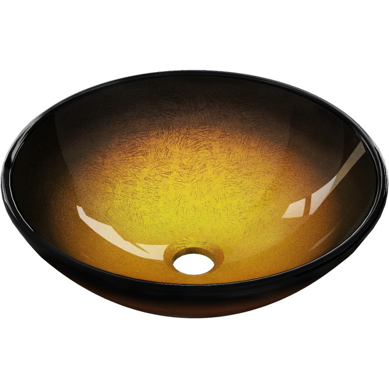Mexen Mira glazen opzetwastafel 42 x 42 cm, donker goud - 24124251