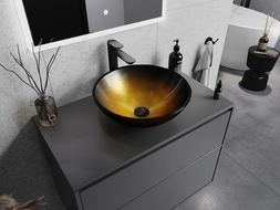 Mexen Mira glazen opbouw wastafel 42 x 42 cm, donker goud - 24124251