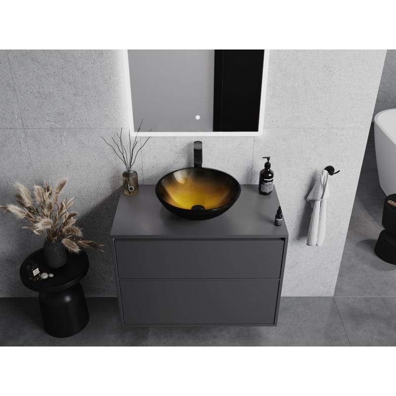 Mexen Mira glass countertop sink 42 x 42 cm, dark gold - 24124251