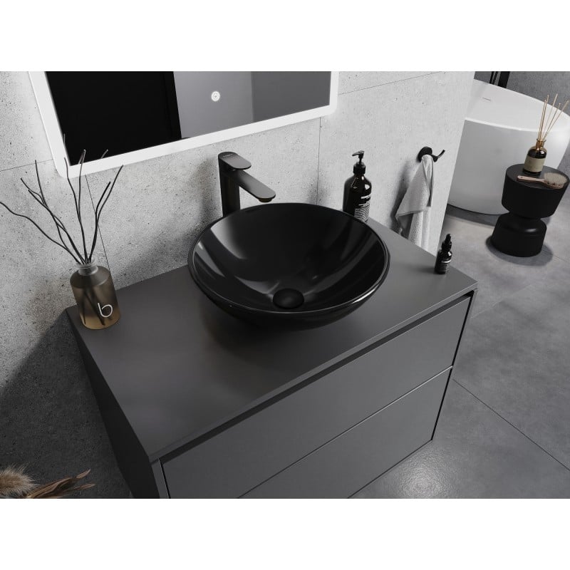 Mexen Mira lavabo da appoggio in vetro 42 x 42 cm, nero - 24124270