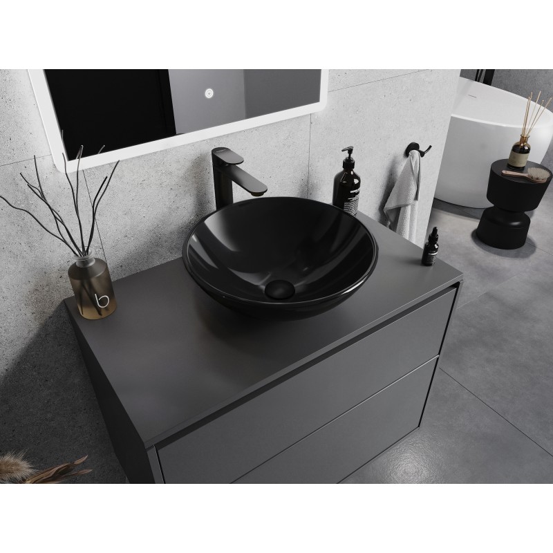 Mexen Mira lavabo de vidrio sobre encimera 42 x 42 cm, negro - 24124270