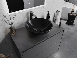 Mexen Mira γυάλινος νιπτήρας επιτραπέζιος 42 x 42 cm, μαύρος - 24124270