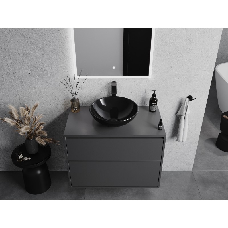 Mexen Mira lavabo de vidrio sobre encimera 42 x 42 cm, negro - 24124270