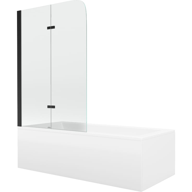 Mexen Cubik pravokutna kada 170 x 70 cm s oblogom i dvoslojnim paravanom 100 cm, prozirna, crna - 550317070X9010027000