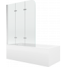 Mexen Cubik wanna prostokątna 170 x 70 cm z obudową i parawanem 3-skrzydłowym 120 cm, transparent, chrom - 550317070X9012030100