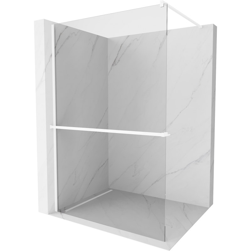 Mexen Kioto+ Walk-in Shower Wall with Shelf 90 x 200 cm, Transparent, White - 800-090-121-20-00