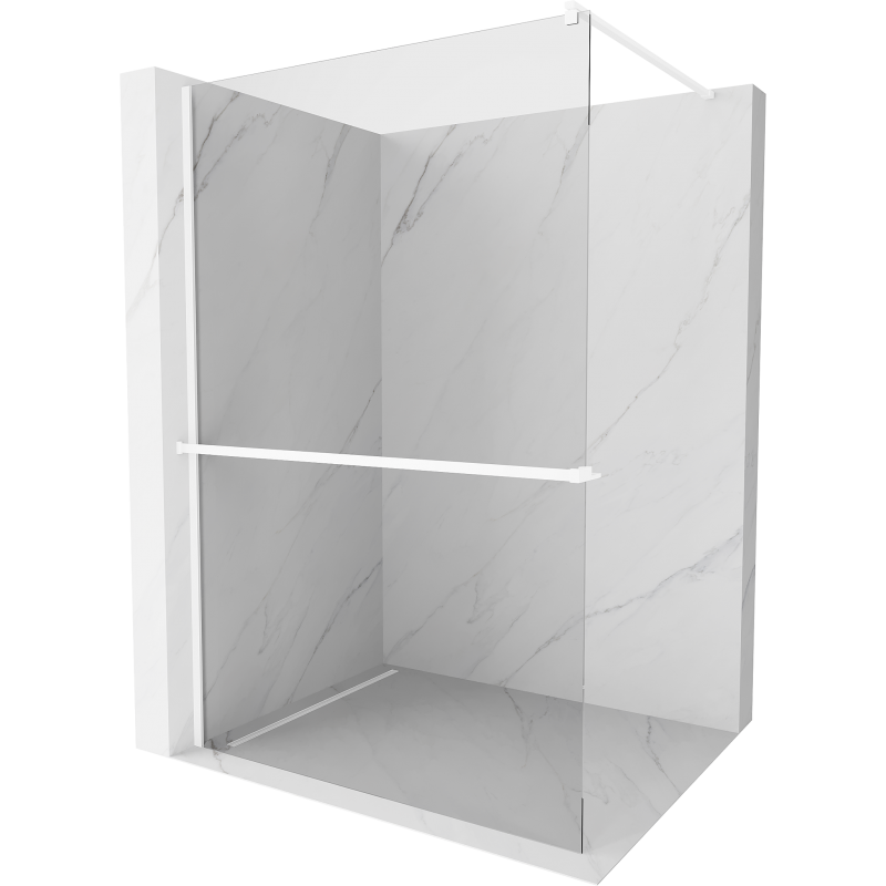 Mexen Kioto+ Duschwand mit Ablage Walk-in 140 x 200 cm, transparent, weiß - 800-140-121-20-00