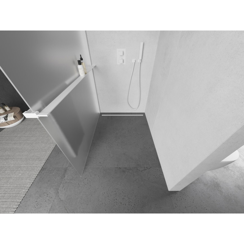Mexen Kioto+ dušinurk riiuliga Walk-in 70 x 200 cm, härmatis, valge - 800-070-121-20-30