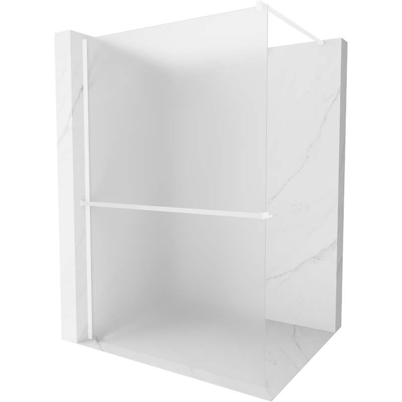 Mexen Kioto+ ścianka prysznicowa z półką Walk-in 90 x 200 cm, szron, biała - 800-090-121-20-30
