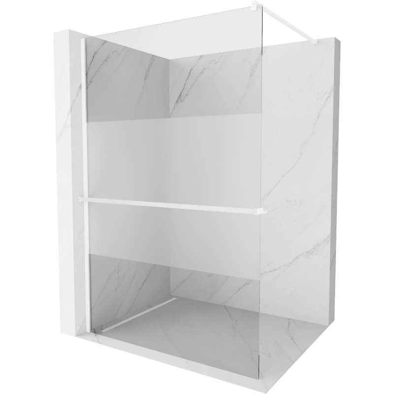 Mexen Kioto+ duschvägg med hylla Walk-in 70 x 200 cm, transparent/frost, vit - 800-070-121-20-35