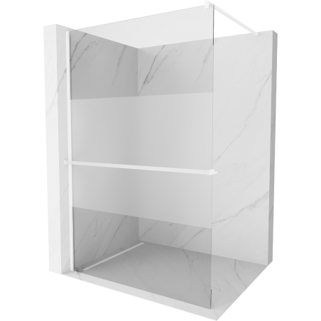 Mexen Kioto+ pared de ducha con estante Walk-in 90 x 200 cm, transparente/escarcha, blanco - 800-090-121-20-35