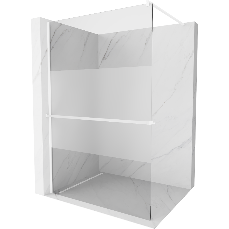 Mexen Kioto+ Duschwand mit Regal Walk-in 120 x 200 cm, transparent/matt, weiß - 800-120-121-20-35