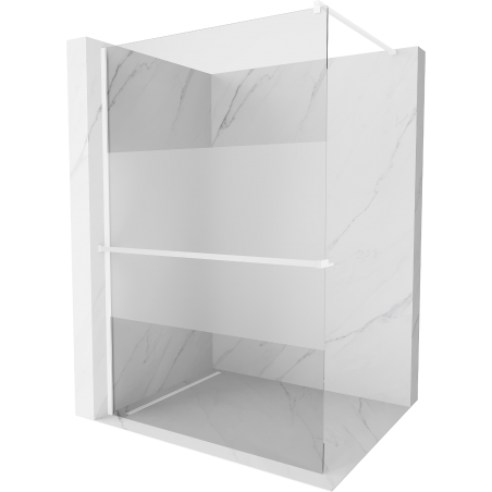 Mexen Kioto+ shower wall with shelf Walk-in 120 x 200 cm, transparent/frost, white - 800-120-121-20-35
