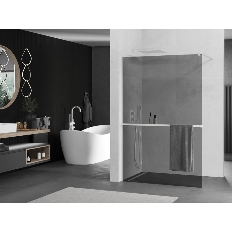 Mexen Kioto+ dušisein riiuliga Walk-in 100 x 200 cm, grafiit, valge - 800-100-121-20-40