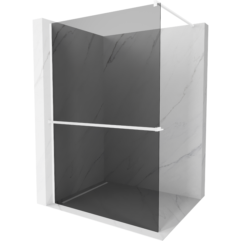 Mexen Kioto+ Duschwand mit Halterung Walk-in 100 x 200 cm, graphit, weiß - 800-100-121-20-40